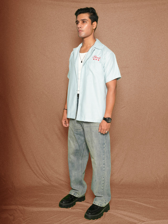 FIRVT STAR TEAL STRIPED SHIRT