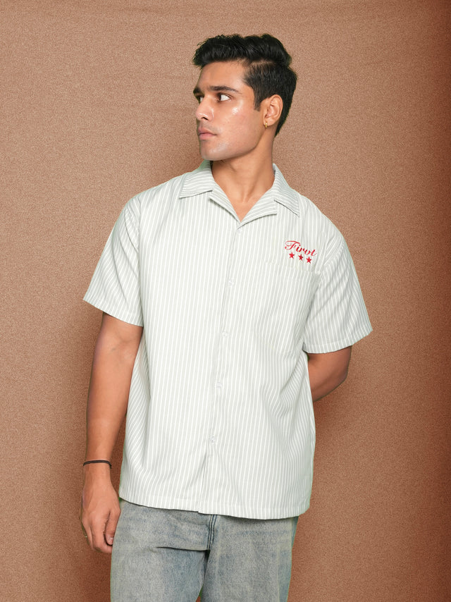 FIRVT STAR SAGE GREEN STRIPED SHIRT