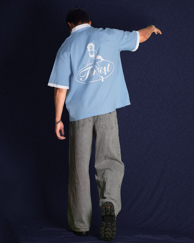 MISSCHIEF BLUE BOWLING SHIRT