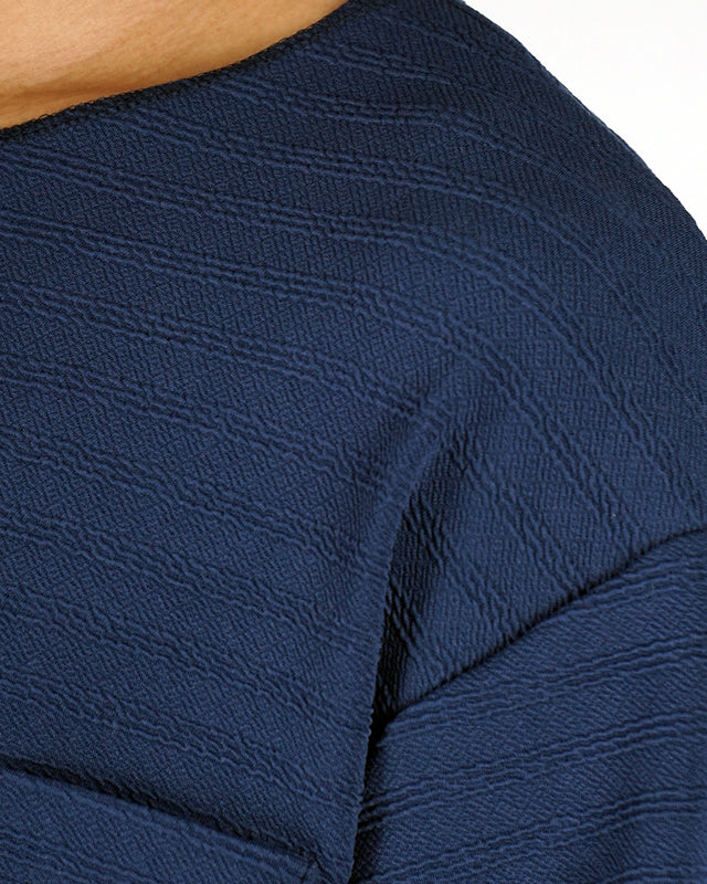 FIRVT PLEATED BLUE TSHIRT