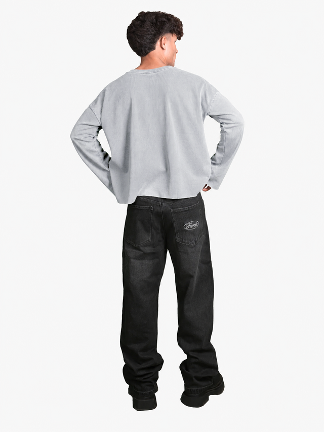 SILVER WASHED WAFFLE HENLEY