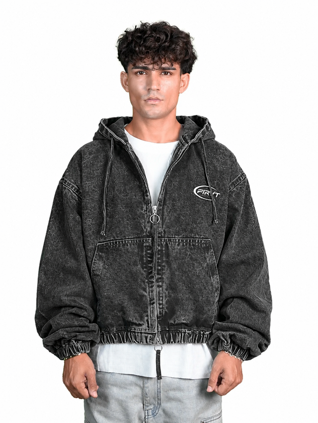 BLACK WASHED DENIM JACKET