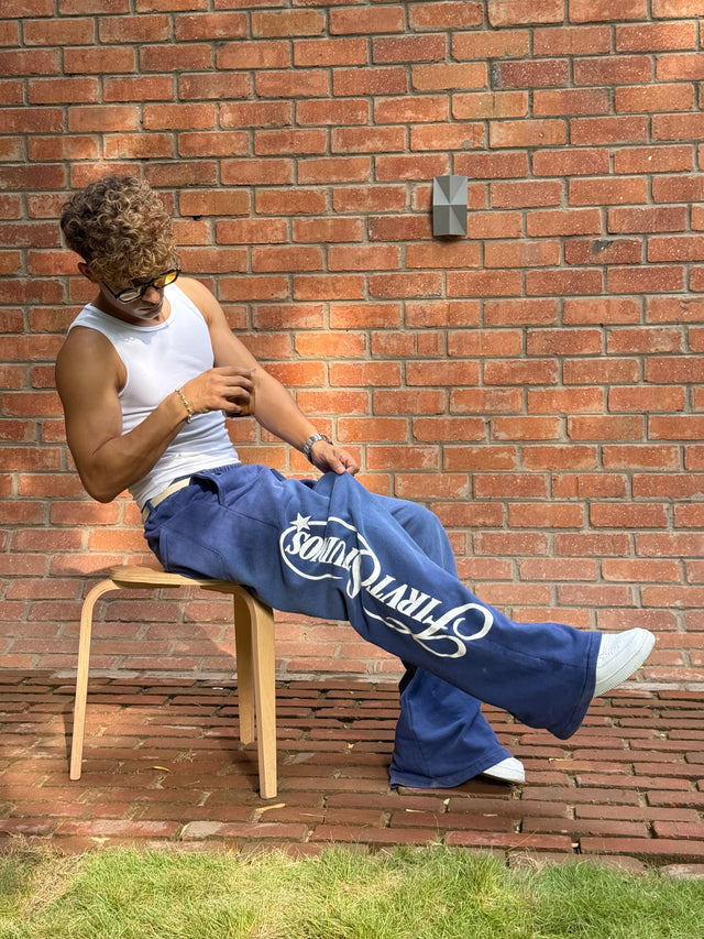 FIRVT BLUE BAGGY WASHED SWEATPANTS