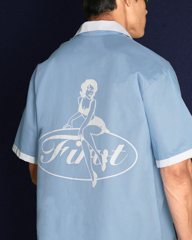 MISSCHIEF BLUE BOWLING SHIRT