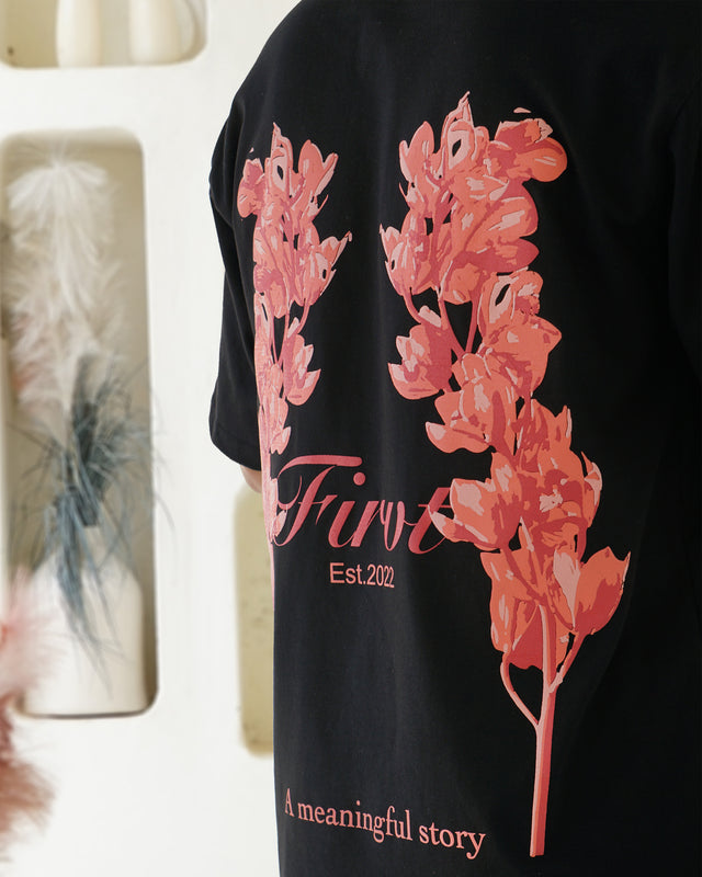 FIRVT FLORAL BLACK TSHIRT
