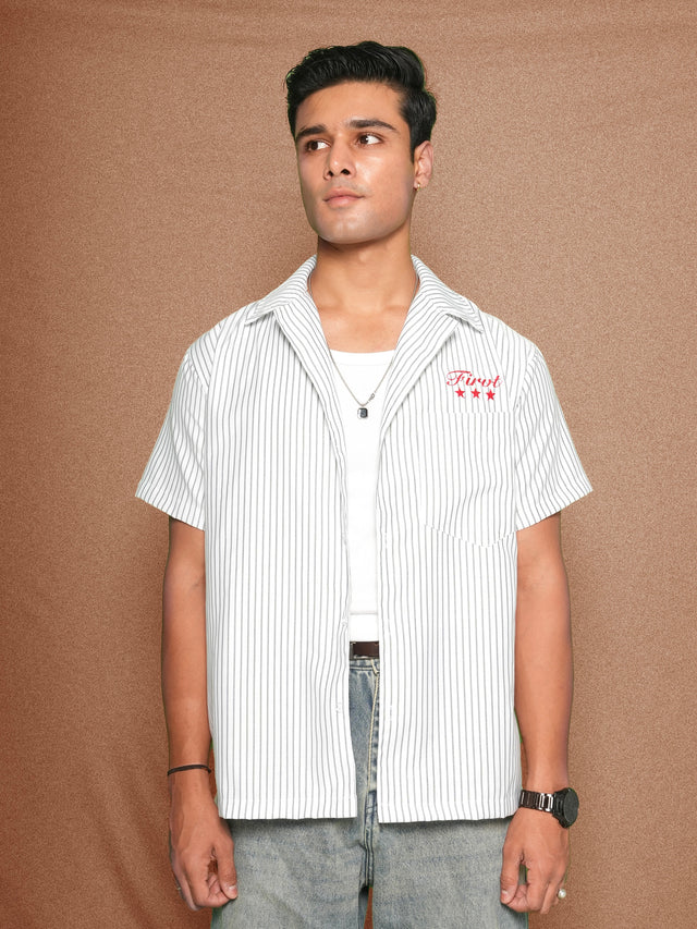 FIRVT STAR WHITE STRIPED SHIRT