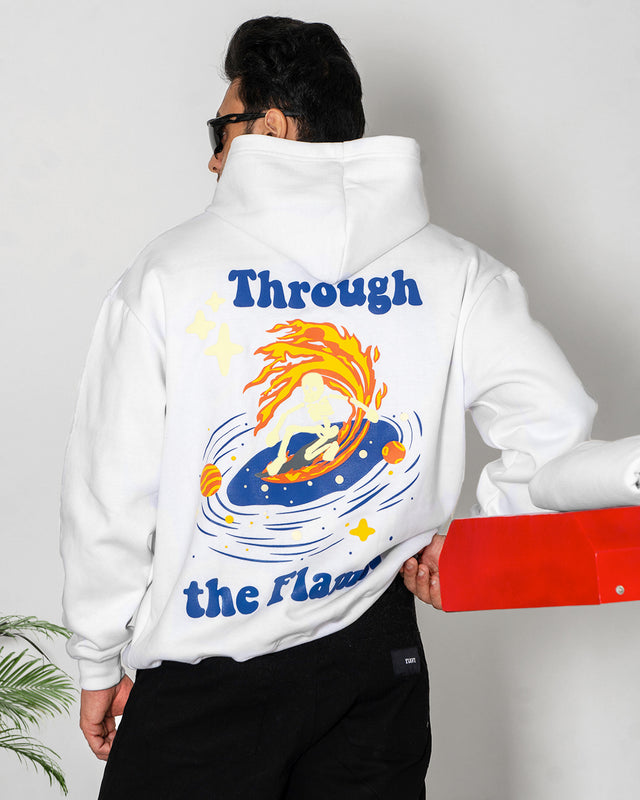 THROUGH THE FLAMES WHITE HOODIE