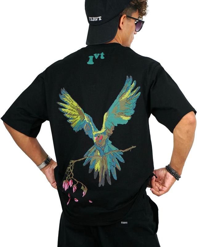 ROSE WINGS BLACK T-SHIRT
