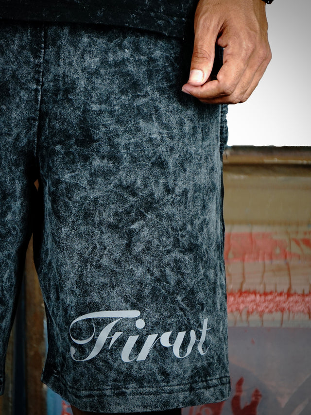 FIRVT ACID WASH SHORTS