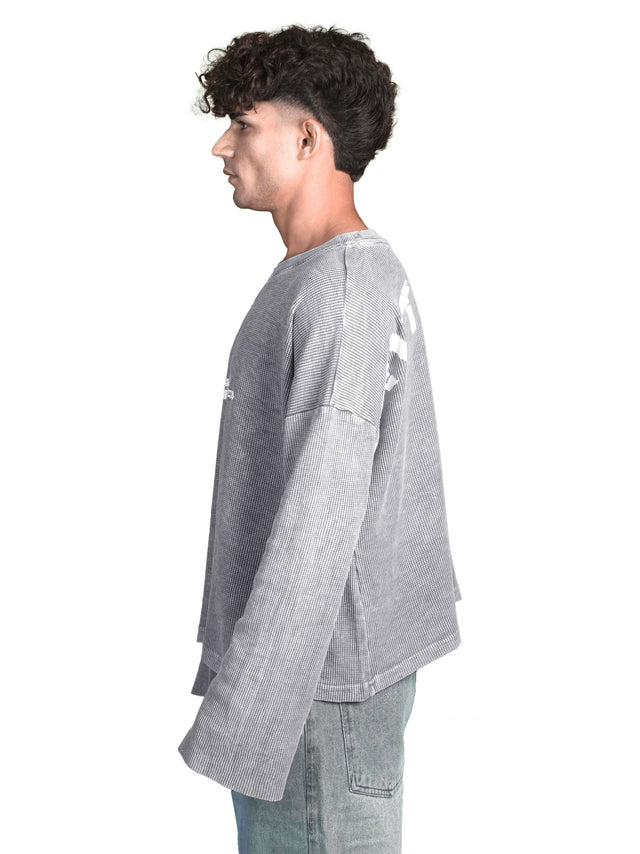 WASHED GREY SWORD WAFFLE T-SHIRT