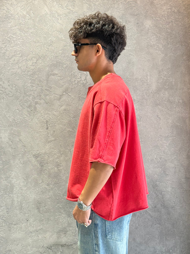 RED WASHED BOXY T-SHIRT