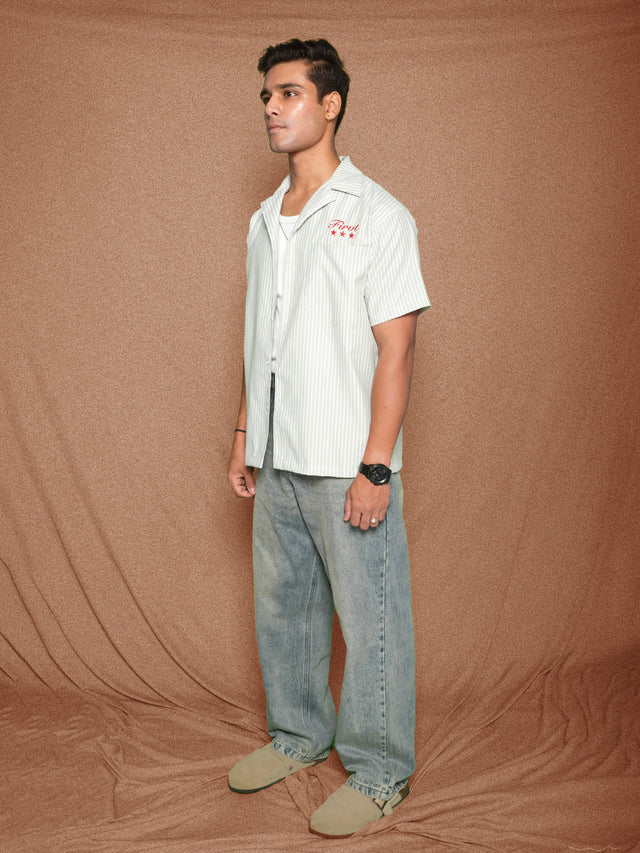 FIRVT STAR SAGE GREEN STRIPED SHIRT