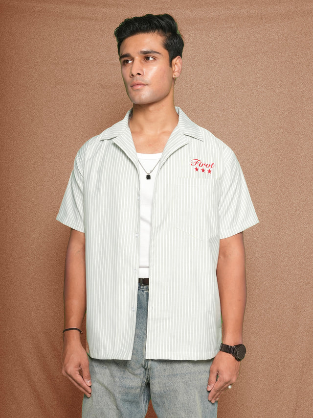 FIRVT STAR SAGE GREEN STRIPED SHIRT