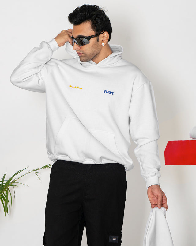 THROUGH THE FLAMES WHITE HOODIE