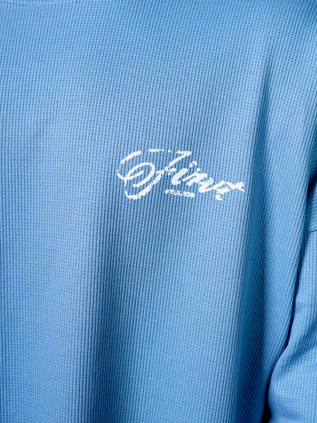 FIRVT STUDIO BLUE WAFFLE T-SHIRT