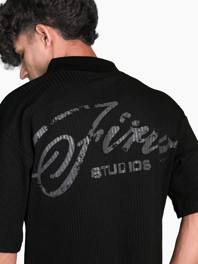 SIGNATURE RIB POLO BLACK