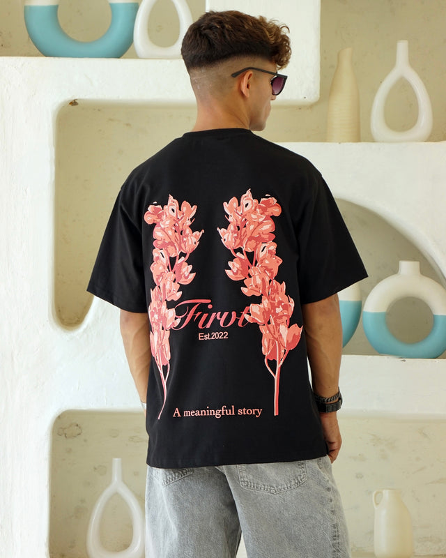FIRVT FLORAL BLACK TSHIRT