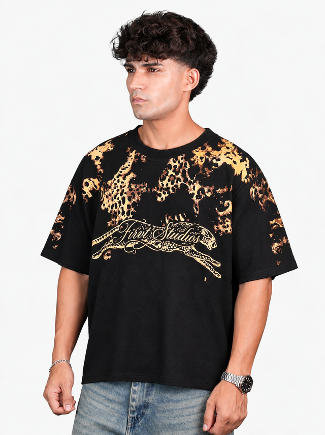 PANTHER PRINT BLACK T-SHIRT