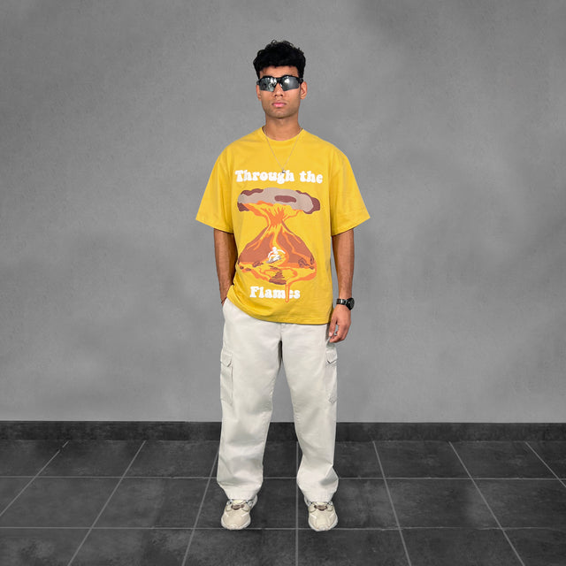 THROUGH THE FLAMES MUSTARD TSHIRT