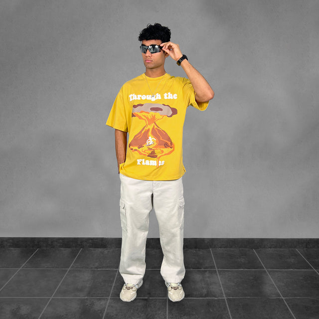 THROUGH THE FLAMES MUSTARD TSHIRT