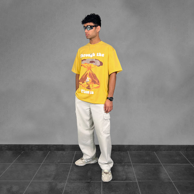 THROUGH THE FLAMES MUSTARD TSHIRT