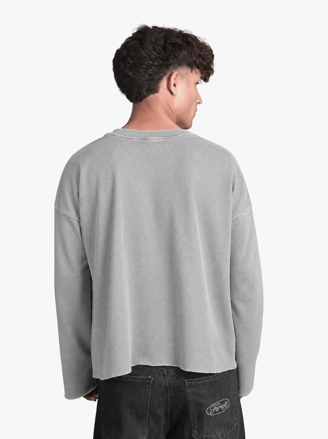 SILVER WASHED WAFFLE HENLEY