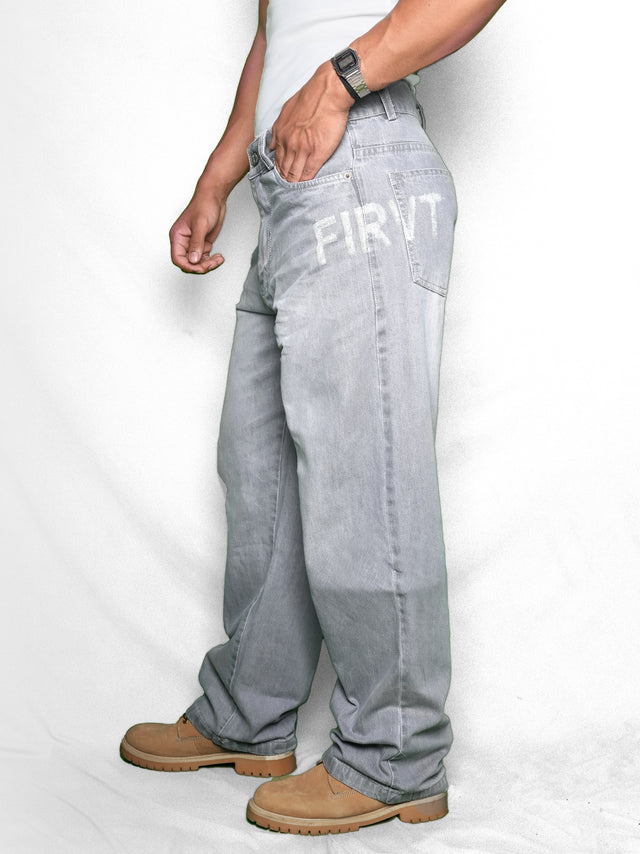 DISTRESSED GREY DENIM