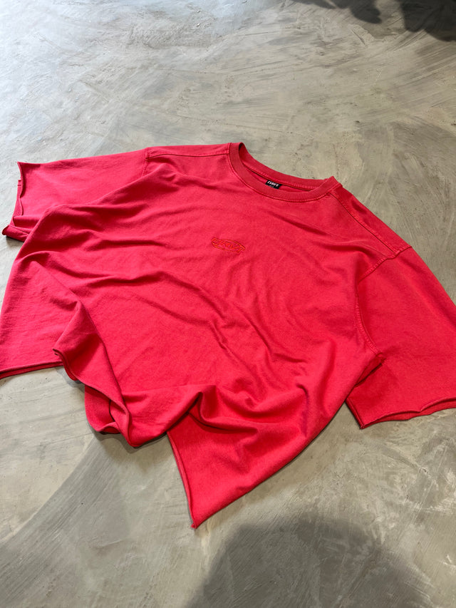 RED WASHED BOXY T-SHIRT