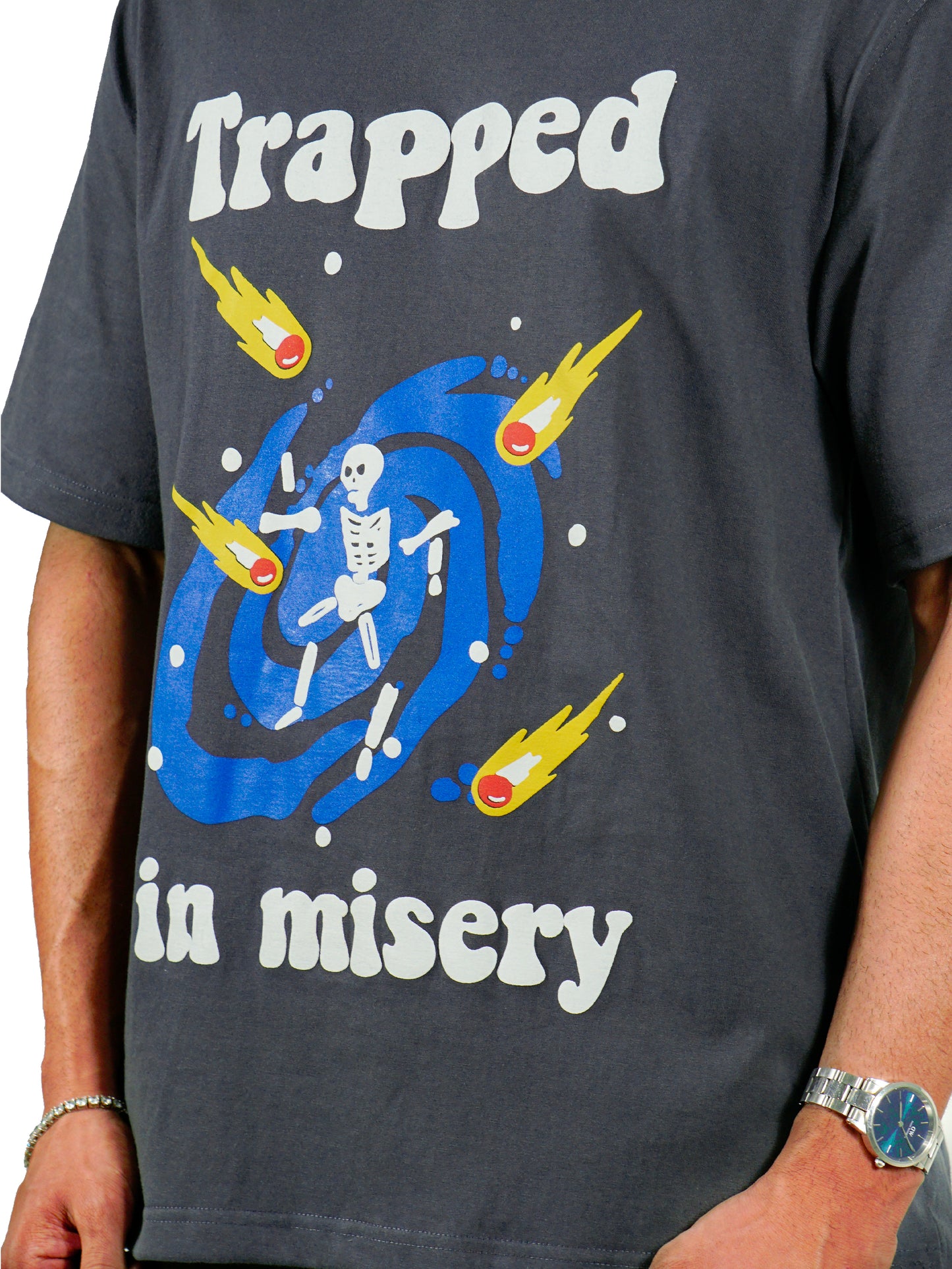 TRAPPED IN MISERY GREY TSHIRT