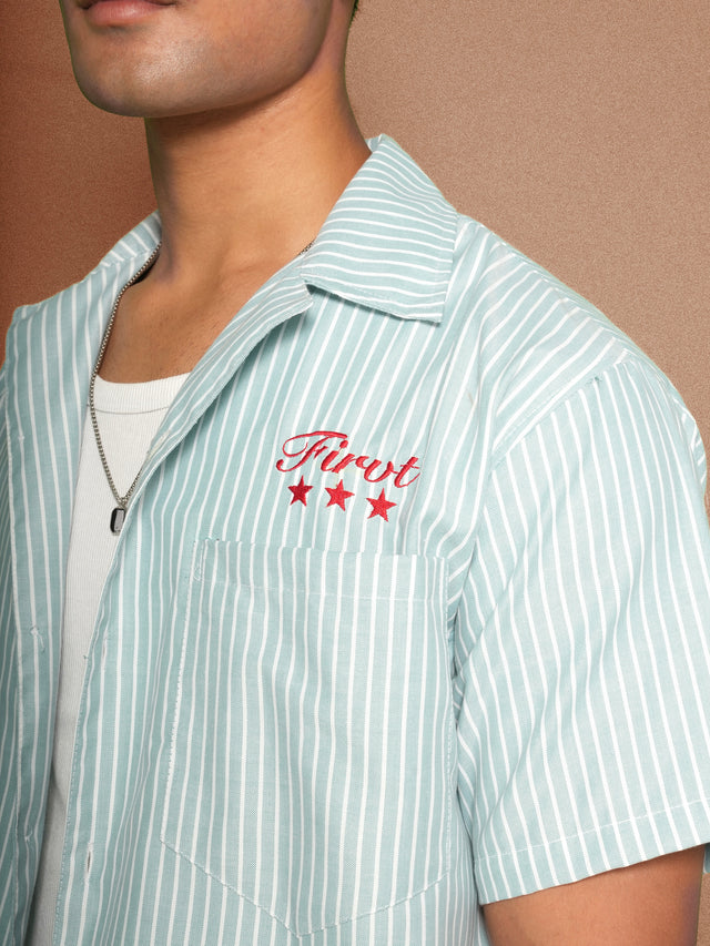 FIRVT STAR TEAL STRIPED SHIRT