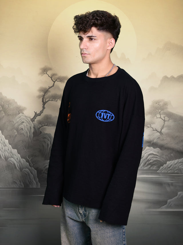 TWIN TIGERS WAFFLE FULL SLEEVE T-SHIRT