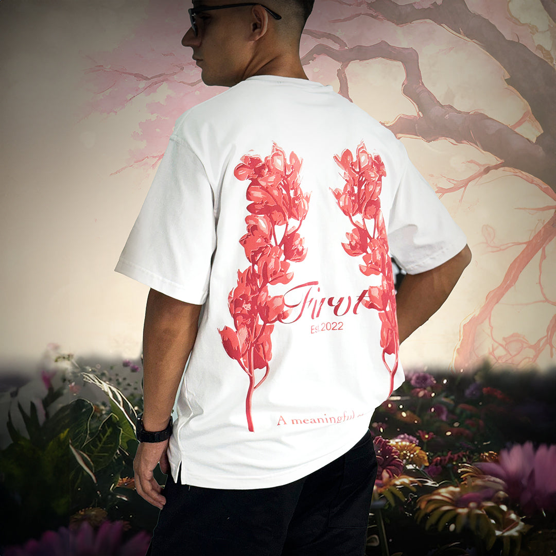 FIRVT FLORAL WHITE TSHIRT