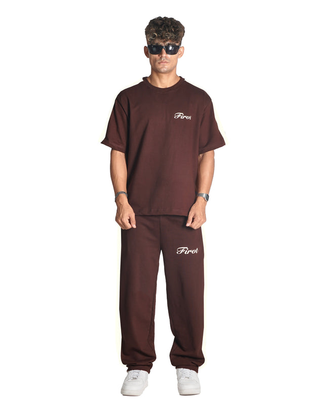 BROWN SIDE STRIPE T-SHIRT