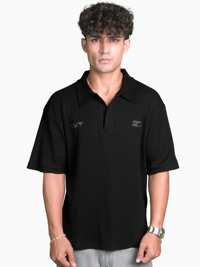 SIGNATURE RIB POLO BLACK
