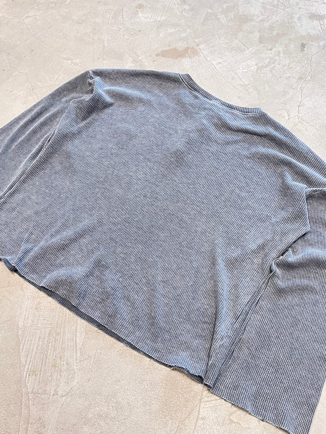 BLACK WASHED WAFFLE HENLEY
