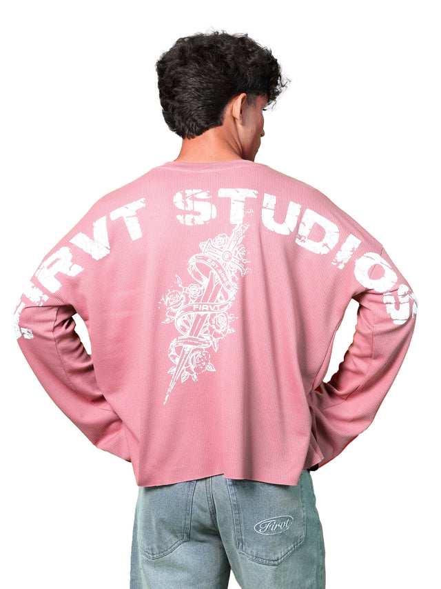 FIRVT SWORD DUSTY PINK WAFFLE T-SHIRT