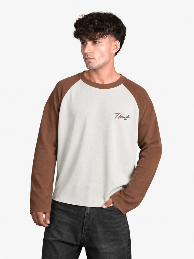 RAGLAN WAFFLE BROWN T-SHIRT