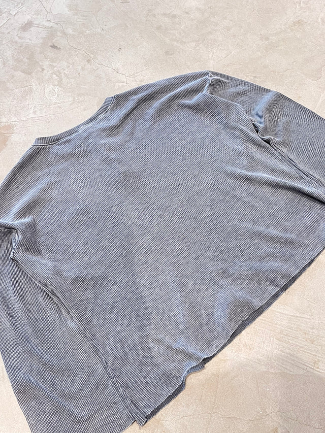 BLACK WASHED WAFFLE HENLEY