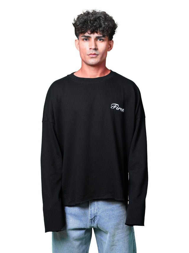 BLACK WAFFLE T-SHIRT