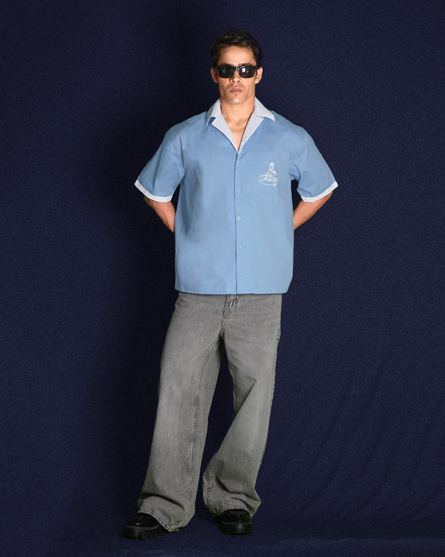 MISSCHIEF BLUE BOWLING SHIRT