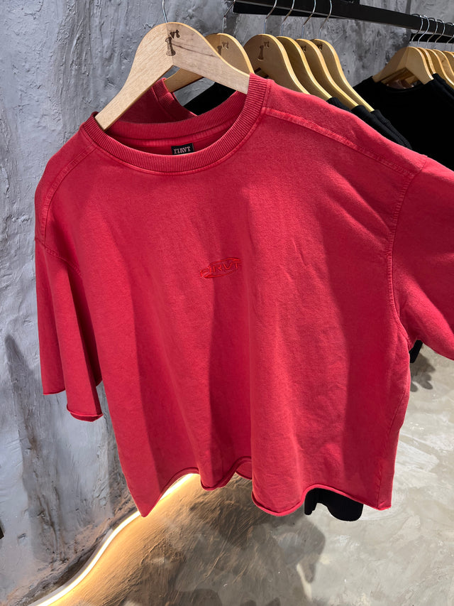 RED WASHED BOXY T-SHIRT