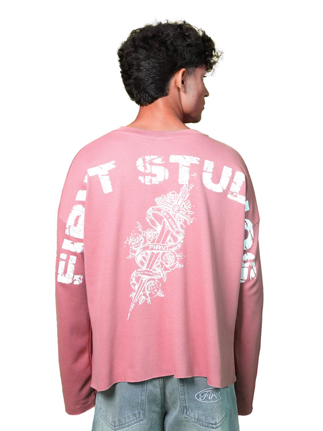 FIRVT SWORD DUSTY PINK WAFFLE T-SHIRT