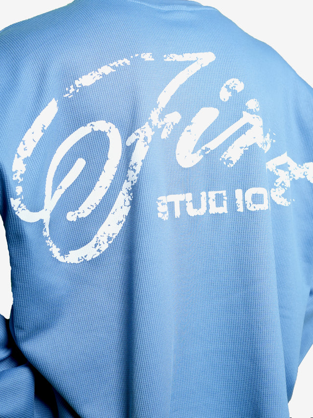FIRVT STUDIO BLUE WAFFLE T-SHIRT