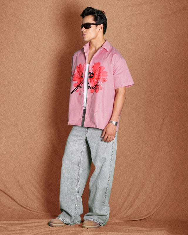 FLORAL BLOOM CHECKED SHIRT RED