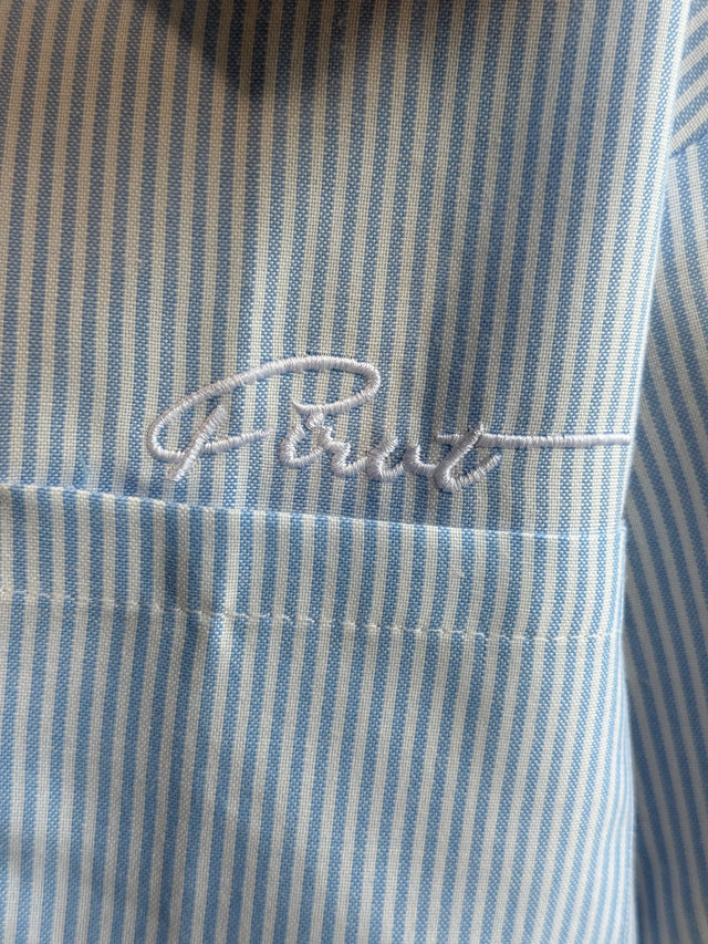 FIRVT BLUE STRIPE FROG BUTTON SHIRT