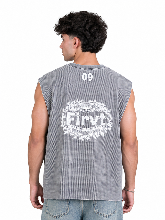 WASHED GREY WAFFLE TANK