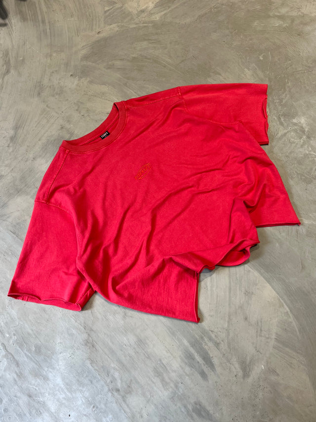 RED WASHED BOXY T-SHIRT