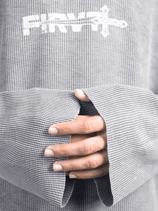 WASHED GREY SWORD WAFFLE T-SHIRT
