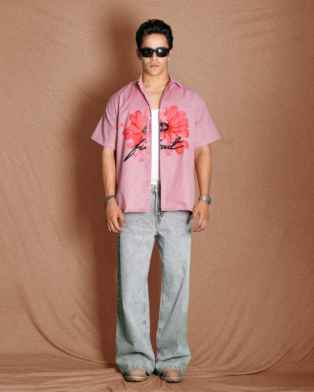 FLORAL BLOOM CHECKED SHIRT RED