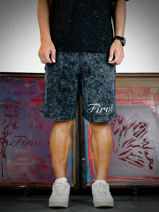 FIRVT ACID WASH SHORTS